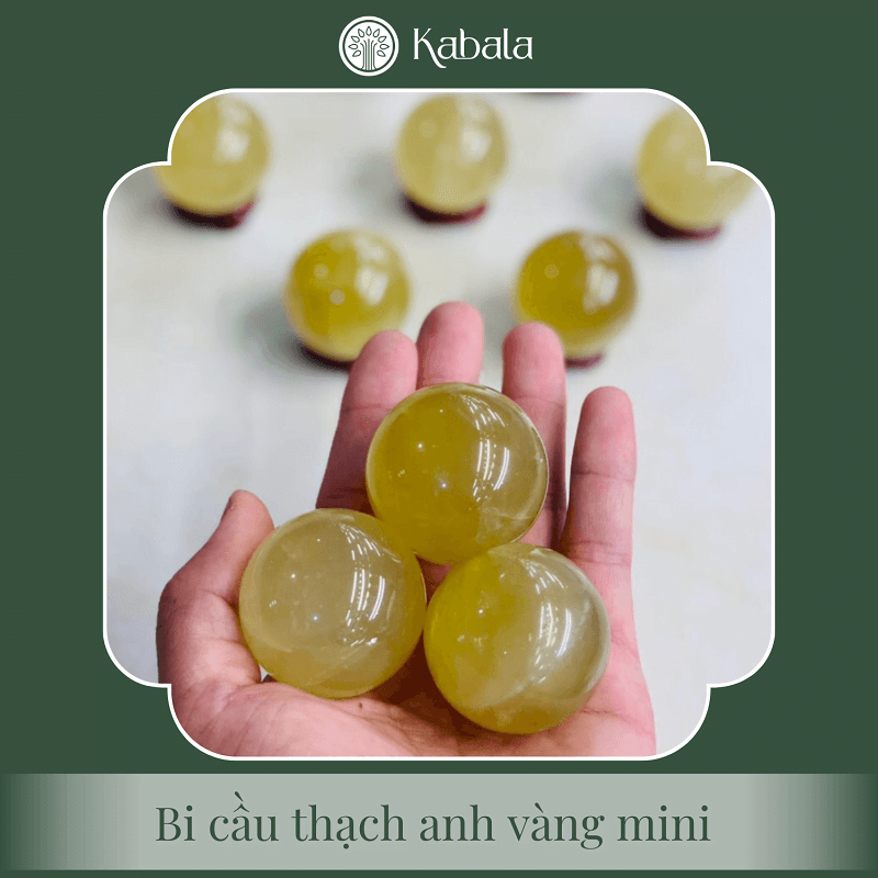 Bi cầu Thạch Anh Mini Các Loại - Kèm Đế - Thạch Anh Vàng