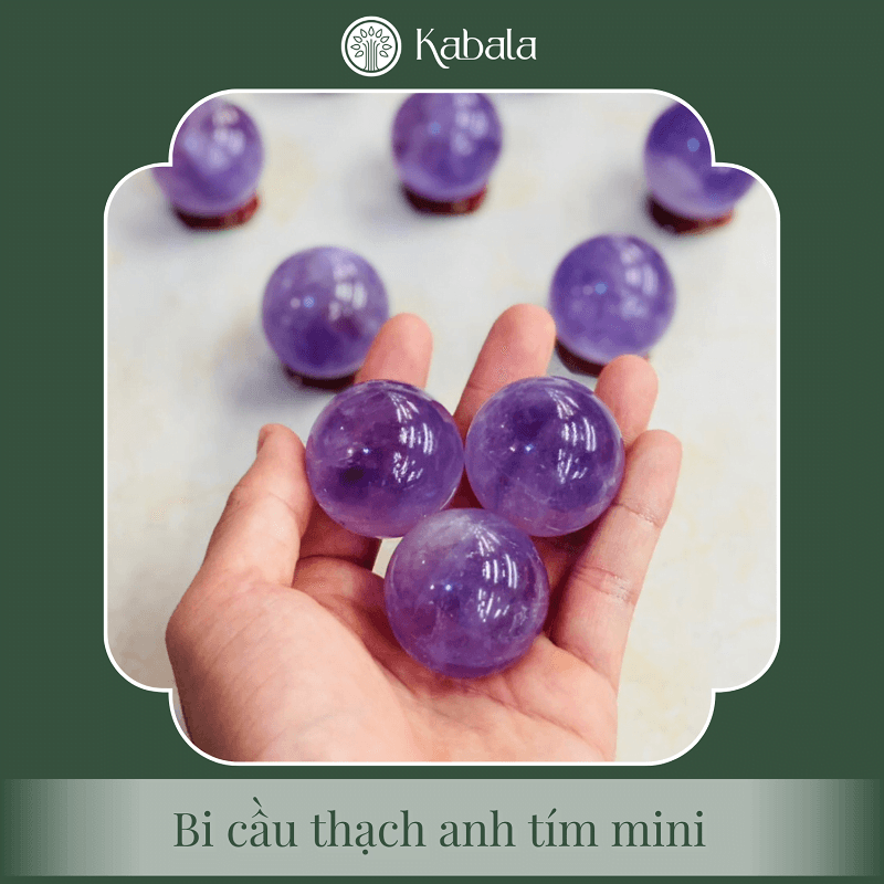 Bi cầu Thạch Anh Mini Các Loại - Kèm Đế - Thạch Anh Tím
