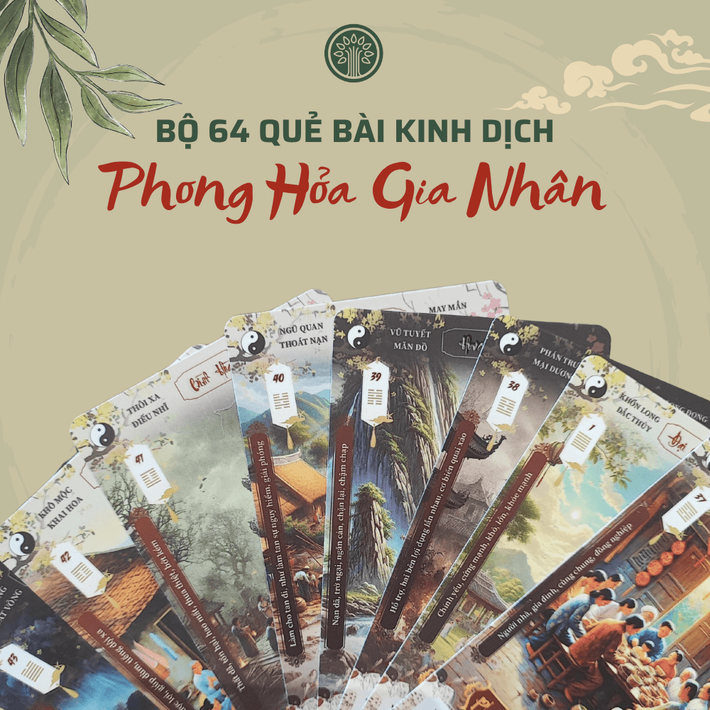 Bộ Thẻ Bài Kinh Dịch "Phong Hỏa Gia Nhân" 64 Lá (Quẻ) - Tự Nghiệm Lý